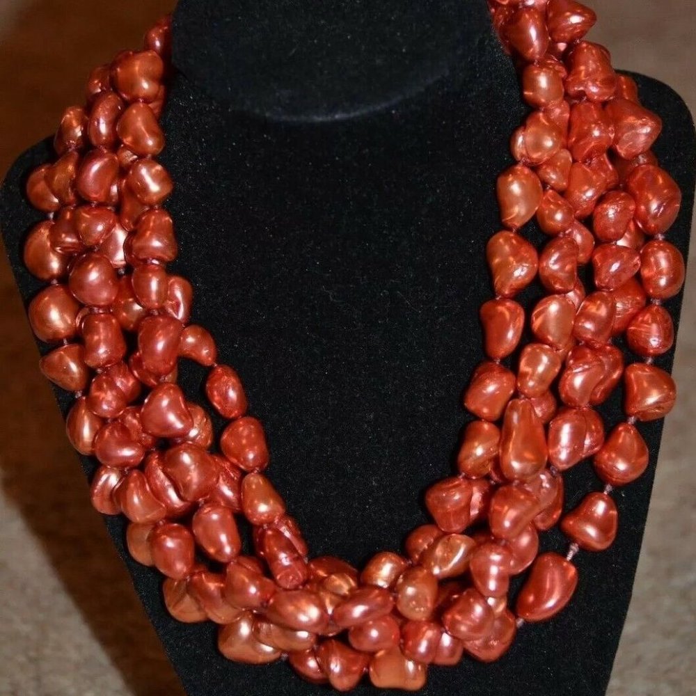 RARE VINTAGE DESIGNER JOSE MARIA BARRERA BAROQUE PEARL STRAND STATEMENT NECKLACE